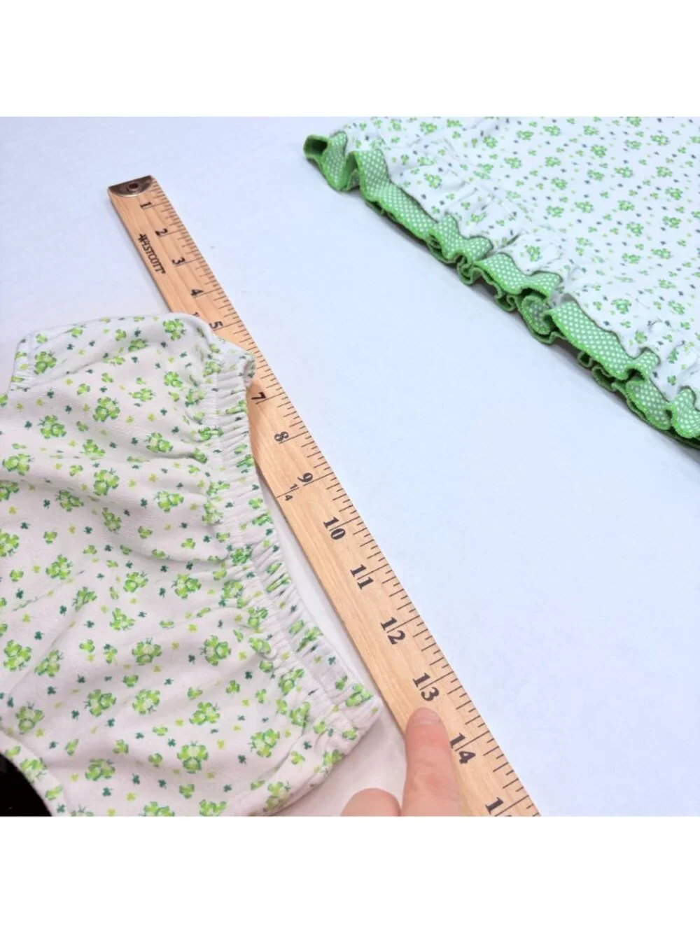 Vintage Girls 4 Leaf Clover St Patty's Day Dress + Bloomers Set Outfit 6m - 12m